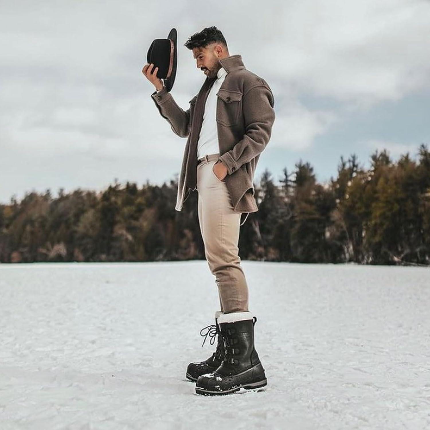 image:imageBaffin Mens CANADA Winter Boots Waterproof Insulated Leather Boots for Cold Weather FauxFur Collar amp GelFlex MidsoleBlack