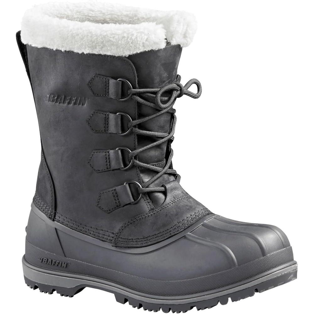 image:imageBaffin Mens CANADA Winter Boots Waterproof Insulated Leather Boots for Cold Weather FauxFur Collar amp GelFlex MidsoleBlack