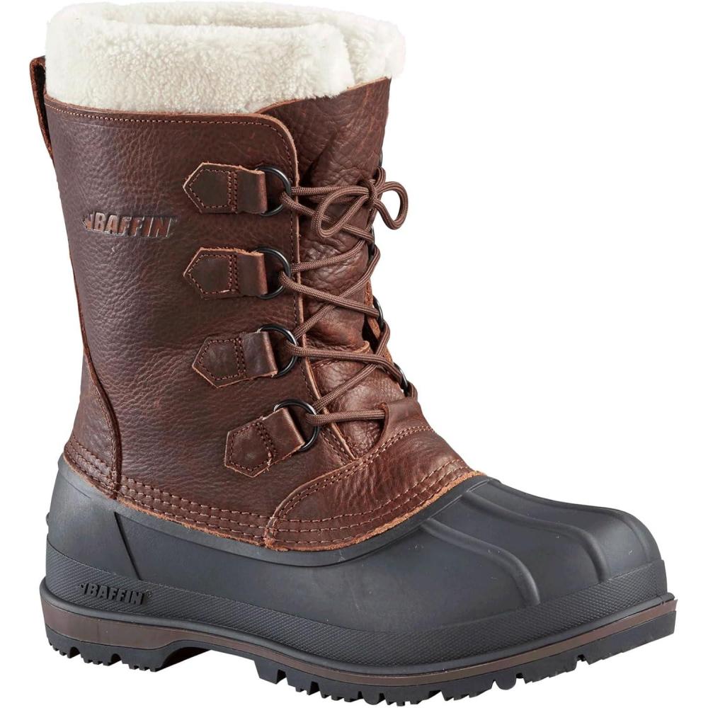 image:imageBaffin Mens CANADA Winter Boots Waterproof Insulated Leather Boots for Cold Weather FauxFur Collar amp GelFlex MidsoleBrown