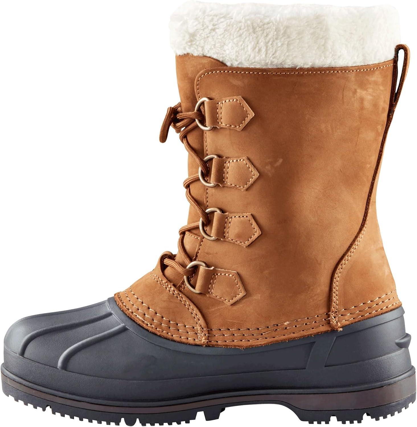 image:imageBaffin Womens CANADA Winter Boots Waterproof Insulated Leather Boots for Cold Weather FauxFur Collar amp GelFlex MidsoleBrown