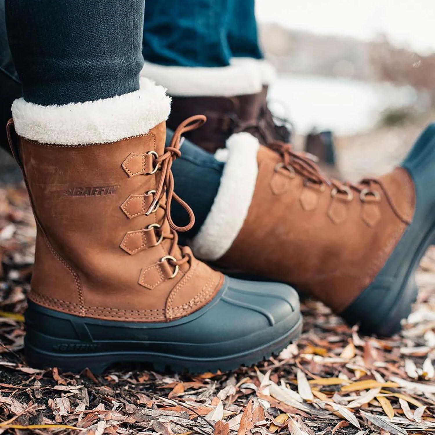 image:imageBaffin Womens CANADA Winter Boots Waterproof Insulated Leather Boots for Cold Weather FauxFur Collar amp GelFlex MidsoleBrown
