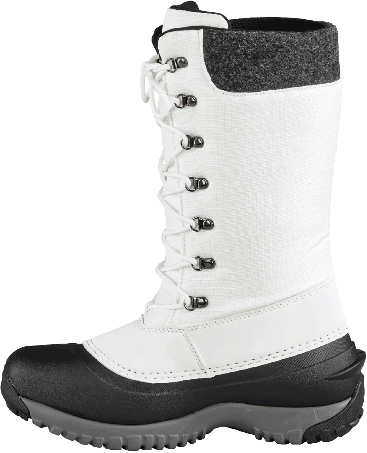 image:imageBaffin Womens JESS Tall Waterproof Insulated Lightweight TundraRated Cold Weather Snowshoe Compatible Winter Snow BootsBlackWhite
