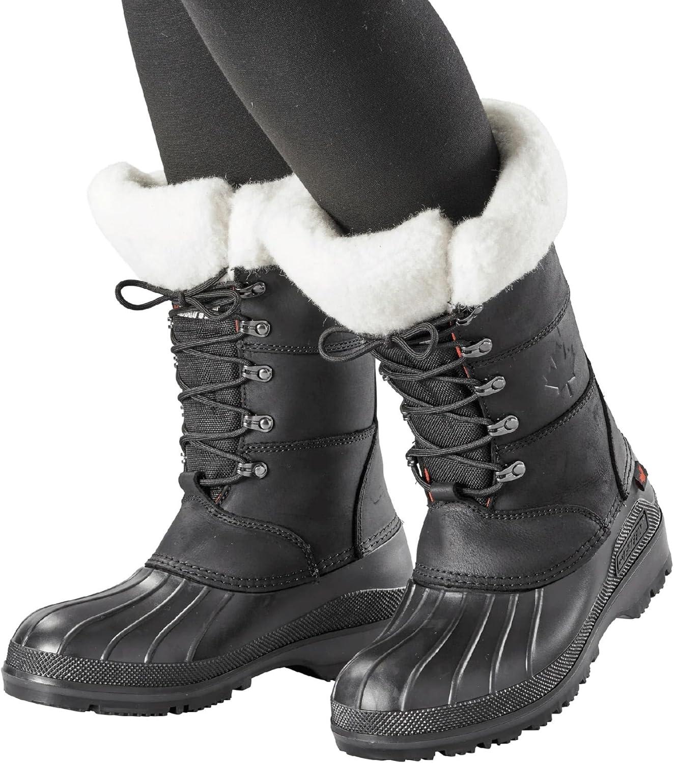 image:imageBaffin Womens MAPLE LEAF Tall Waterproof Insulated Lightweight Leather LaceUp ArcticRated Cold Weather Winter Snow BootsBlack