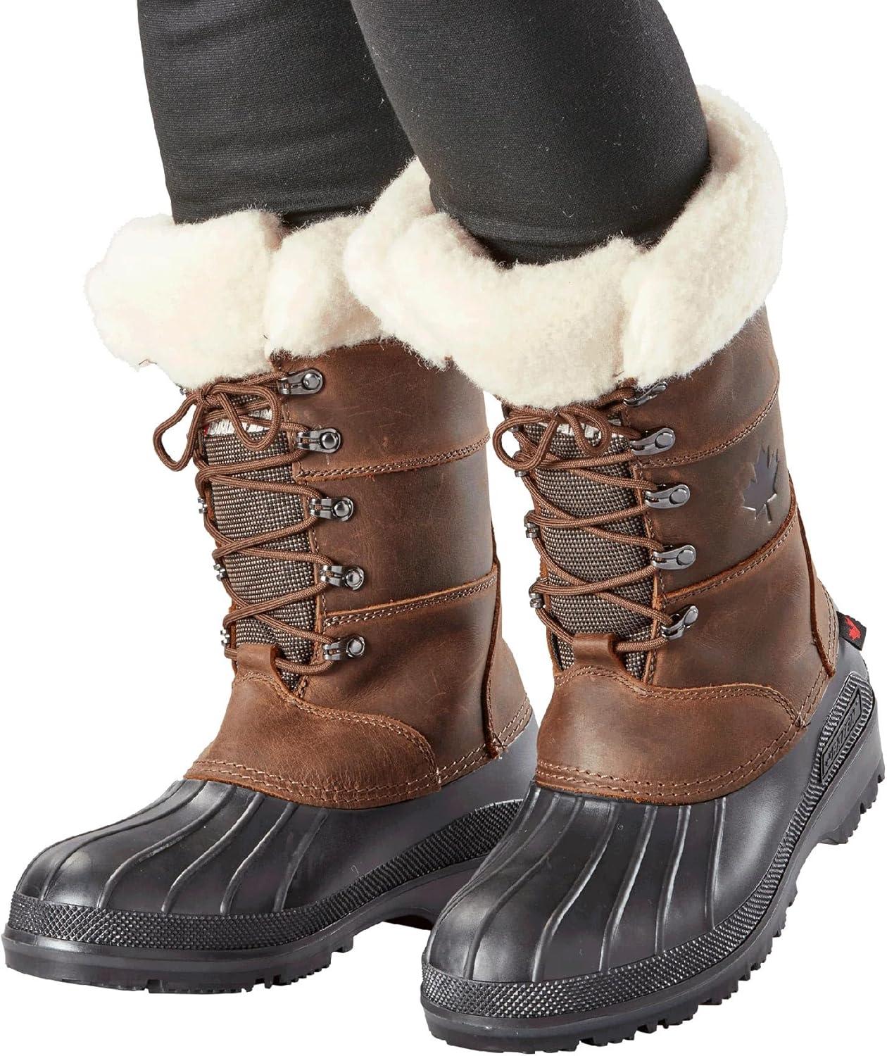 image:imageBaffin Womens MAPLE LEAF Tall Waterproof Insulated Lightweight Leather LaceUp ArcticRated Cold Weather Winter Snow BootsBrown
