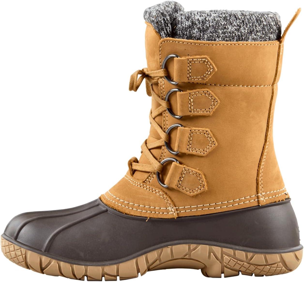 image:imageBaffin Womens YELLOWKNIFE CUFF Waterproof Insulated MidHeight Snow Boots FullGrain Leather Upper Flexible Rubber BaseTan