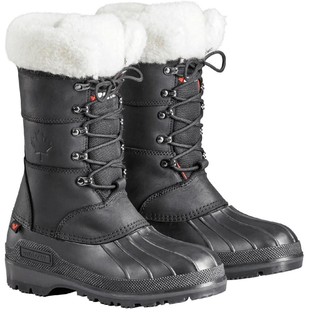 image:imageBaffin Womens MAPLE LEAF Tall Waterproof Insulated Lightweight Leather LaceUp ArcticRated Cold Weather Winter Snow BootsBlack