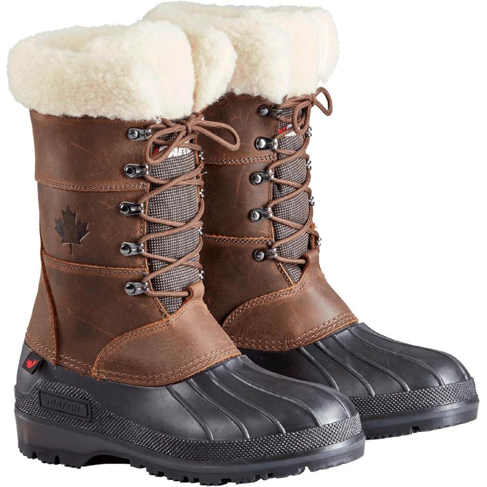 image:imageBaffin Womens MAPLE LEAF Tall Waterproof Insulated Lightweight Leather LaceUp ArcticRated Cold Weather Winter Snow BootsBrown