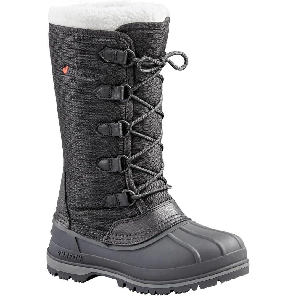 image:imageBaffin Womens OTTAWA Waterproof Insulated TallHeight LaceUp Snow Boots Leather amp Nylon Upper Flexible Polar Rubber BaseBlack