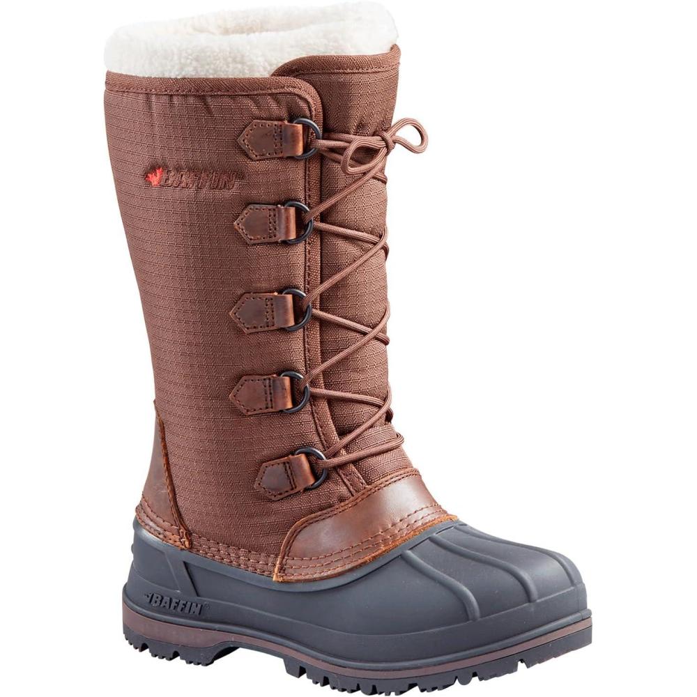 image:imageBaffin Womens OTTAWA Waterproof Insulated TallHeight LaceUp Snow Boots Leather amp Nylon Upper Flexible Polar Rubber BaseBrown