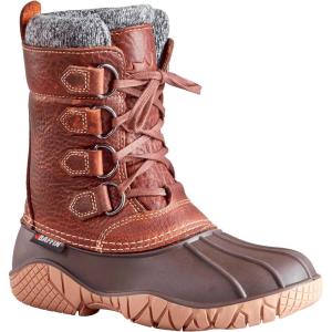 Baffin Women’s YELLOWKNIFE CUFF Waterproof Insulated Mid-Height Snow Boots, Full-Grain Leather Upper, Flexible Rubber Base(Brown)