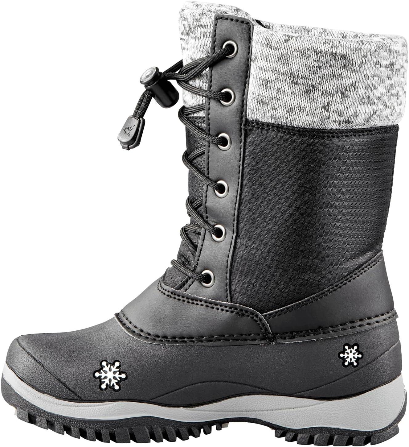 image:imageBaffin Unisex Kids Junior AVERY Waterproof Insulated ComfortFit MultiLayer MidCalf LaceUp Snow Boots Arctic Rubber BaseWhite