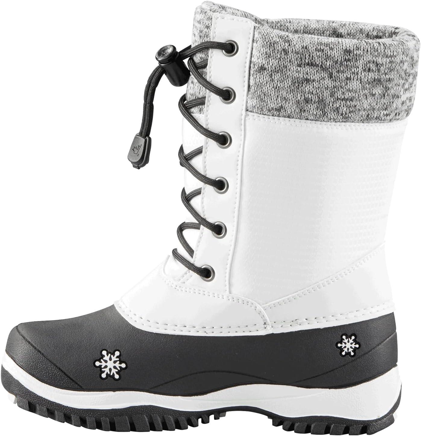 image:imageBaffin Unisex Kids Junior AVERY Waterproof Insulated ComfortFit MultiLayer MidCalf LaceUp Snow Boots Arctic Rubber BaseWhite