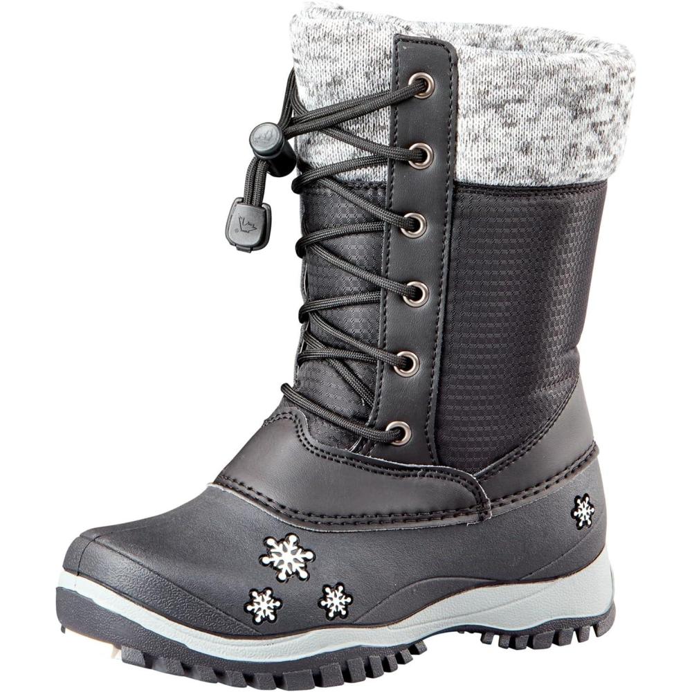 image:imageBaffin Unisex Kids Junior AVERY Waterproof Insulated ComfortFit MultiLayer MidCalf LaceUp Snow Boots Arctic Rubber BaseBlack