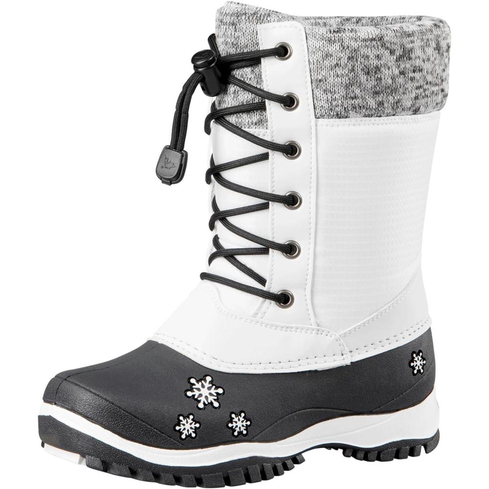 image:imageBaffin Unisex Kids Junior AVERY Waterproof Insulated ComfortFit MultiLayer MidCalf LaceUp Snow Boots Arctic Rubber BaseWhite