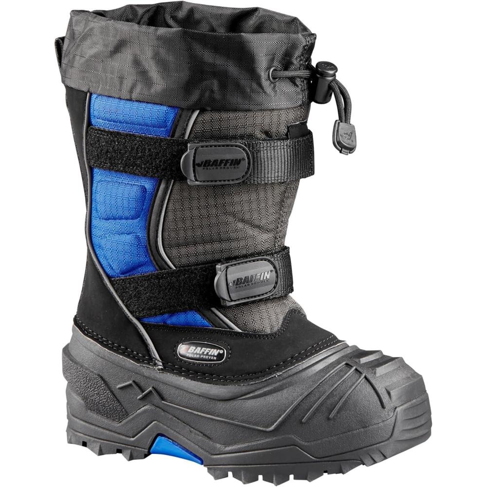 image:imageBaffin Unisex Kids YOUNG EIGER Insulated Waterproof TallHeight Snow Boots wFullGrain Leather Upper amp Polar Rubber BaseCharcoalBlue